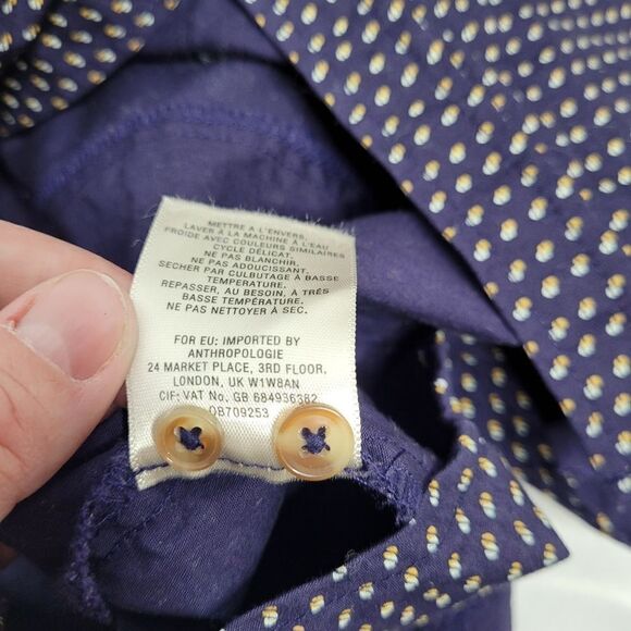 ANTHROPOLOGIE Maeve shirt Aled button up navy blue tunic XS‎ - Picture 7 of 9